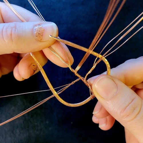 Jennifer Brooks's Rainbow Autumn Tree Earrings - , Contemporary Wire Jewelry, Dapping, Dapping Jewelry, How To Punch Holes, Hole Punching, Punch A Hole, Lashing, Wire Lashing, , tree of life earrings